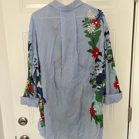 Zara Stripe Floral Shirt Dress - Picture 3 of 3